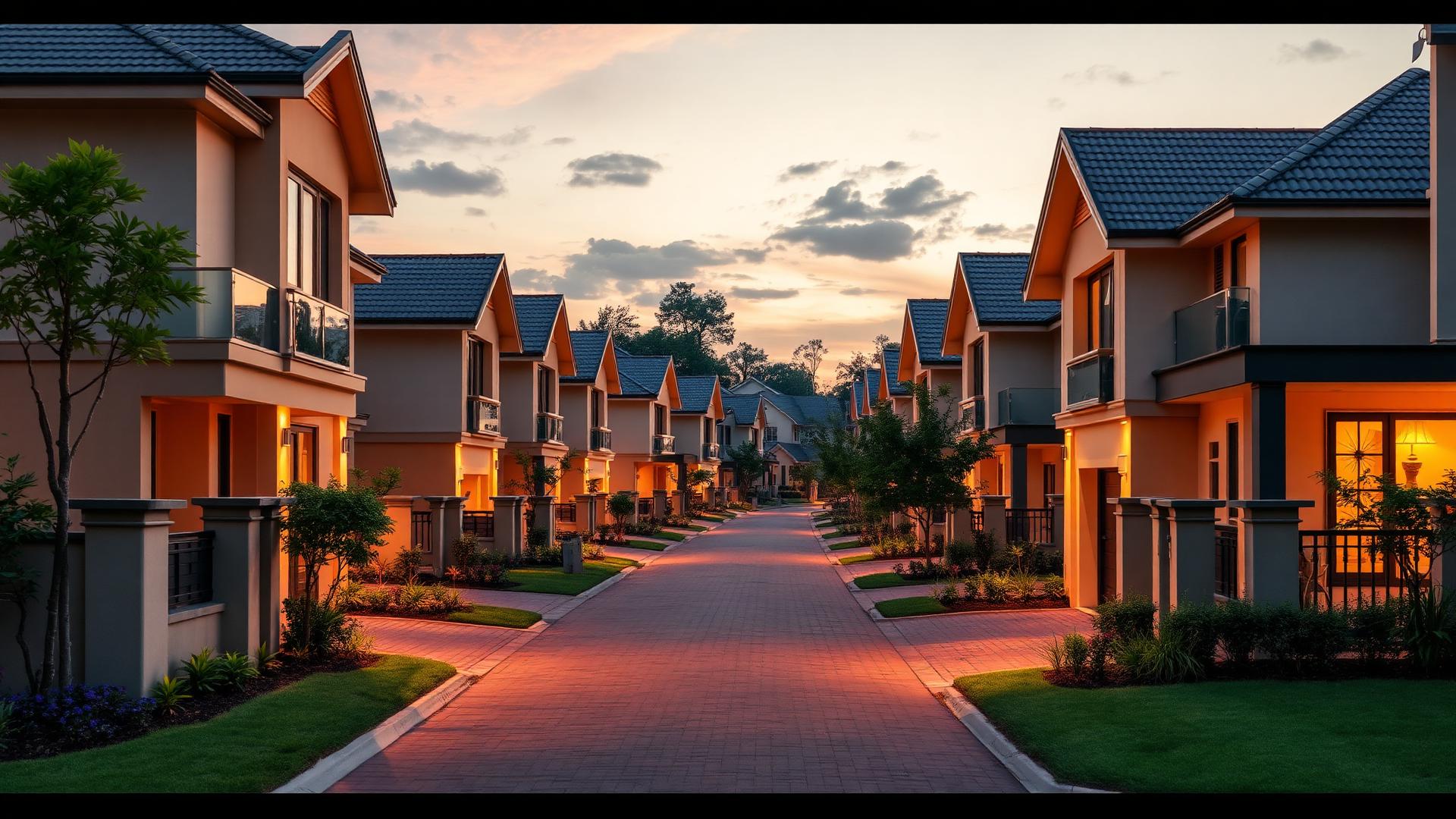 Modern residential neighborhood in Nairobi at dusk